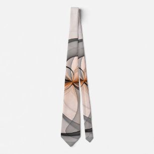 Abstract Anthracite Grey Sienna Modern Fractal Art Tie