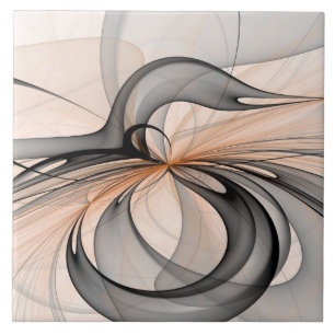 Abstract Anthracite Grey Sienna Modern Fractal Art Tile