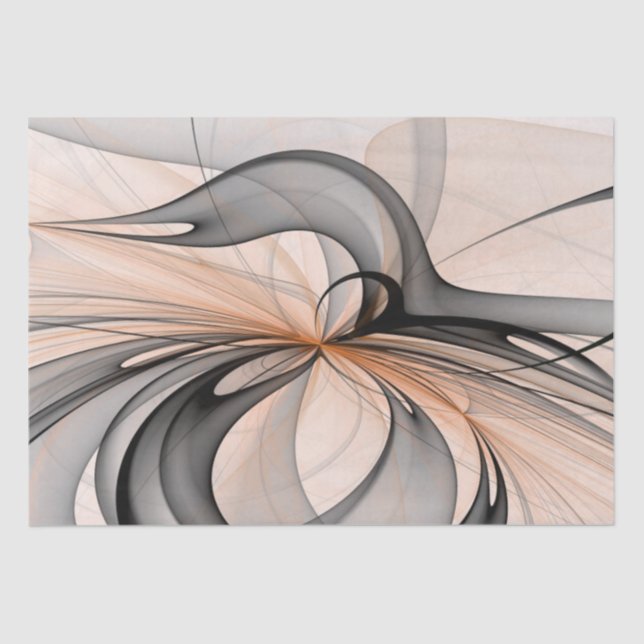 Abstract Anthracite Grey Sienna Modern Fractal Art Tissue Paper (Front)