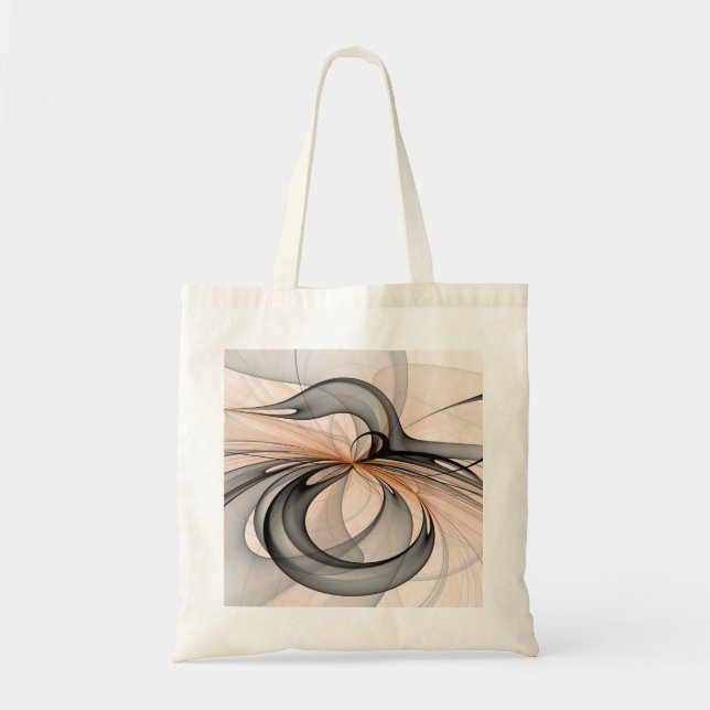 Abstract Anthracite Grey Sienna Modern Fractal Art Tote Bag (Front)