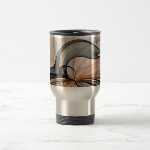 Abstract Anthracite Grey Sienna Modern Fractal Art Travel Mug