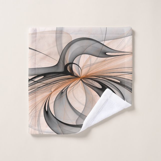 Abstract Anthracite Grey Sienna Modern Fractal Art Wash Cloth (Wash Cloth)
