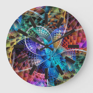 Abstract Apophysis Fractal X Large Clock