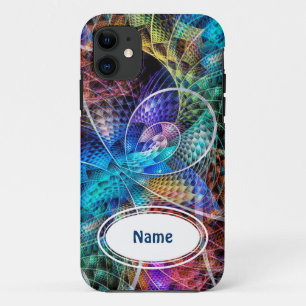 Abstract Apophysis Fractal X + your text iPhone 11 Case