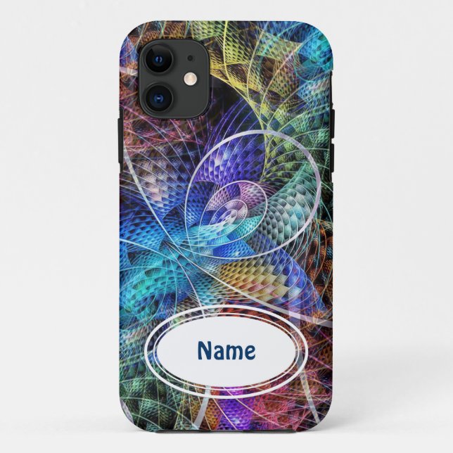 Abstract Apophysis Fractal X + your text Case-Mate iPhone Case (Back)