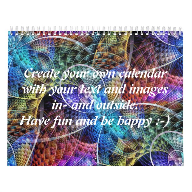 Abstract Apophysis Fractal X + your text & images Calendar (Cover)