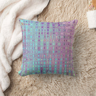 Abstract Aqua and Purple Retro Boomerang Waves Cushion