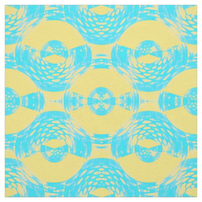 Abstract Aqua and Yellow Fabric (Swatch)