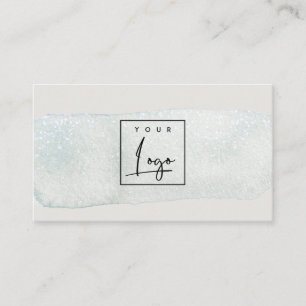 Abstract Aqua Blue Brush Stoke Watercolor Logo Business Card
