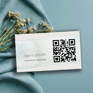 Abstract Aqua Blue Brush Stoke Watercolor QR Code Business Card