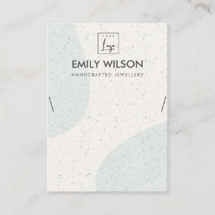 ABSTRACT AQUA BLUE CERAMIC NECKLACE DISPLAY LOGO BUSINESS CARD