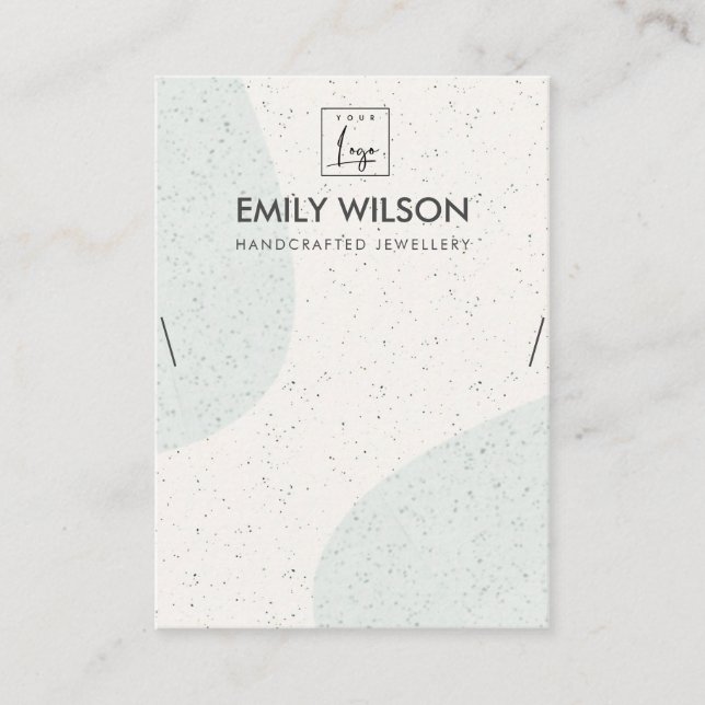 ABSTRACT AQUA BLUE CERAMIC NECKLACE DISPLAY LOGO BUSINESS CARD (Front)