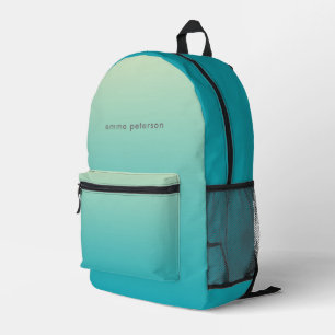 Abstract Aqua Blue Gradient Printed Backpack