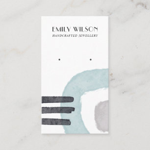 ABSTRACT AQUA BLUE LINES STUD EARRING DISPLAY CARD