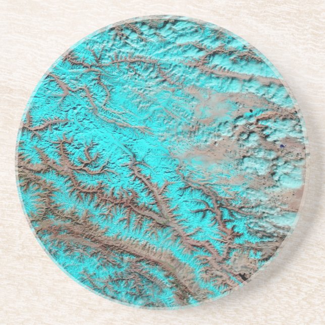 Abstract Aqua Blue Sandstone Coaster (Front)