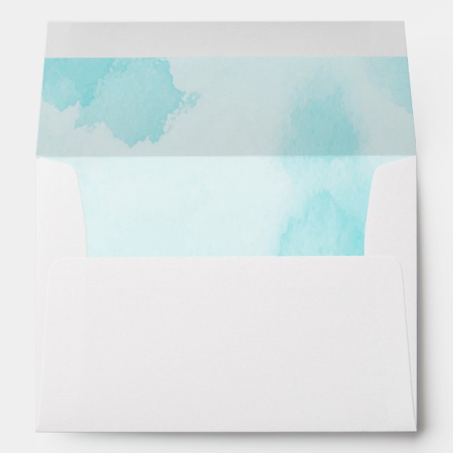 Abstract Aqua Blue Watercolor | Envelopes (Back (Bottom))