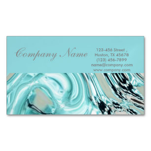abstract aqua blue watercolor salon SPA Magnetic Business Card