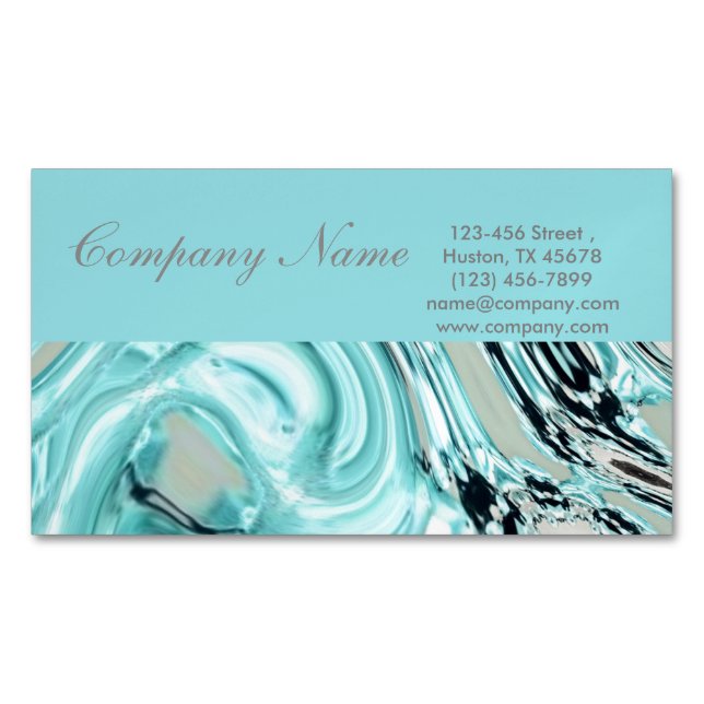 abstract aqua blue watercolor salon SPA Magnetic Business Card (Front)