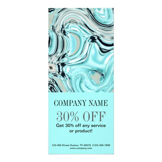 abstract aqua blue watercolor salon SPA Rack Card (Front)