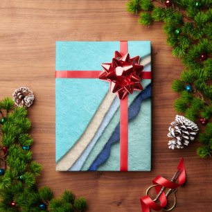 Abstract Aqua Navy Coastal Foam Art Wrapping Paper