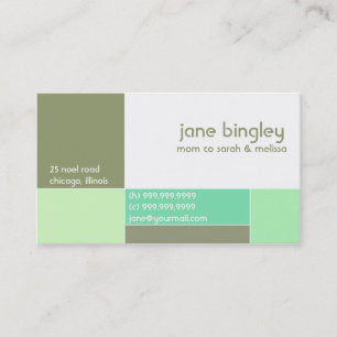 "Abstract" Aqua & Olive Mummy Business Card