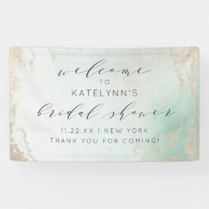 Abstract Aqua Ombre Fade with Frosted Gold Glitter Banner
