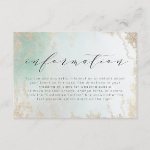 Abstract Aqua Ombre Fade with Frosted Gold Glitter Enclosure Card