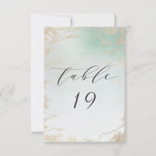 Abstract Aqua Ombre Fade with Frosted Gold Glitter Invitation
