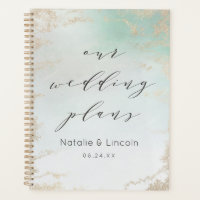 Abstract Aqua Ombre Fade with Frosted Gold Glitter