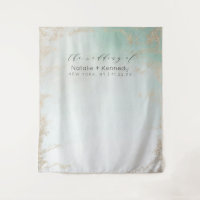 Abstract Aqua Ombre Fade with Frosted Gold Glitter