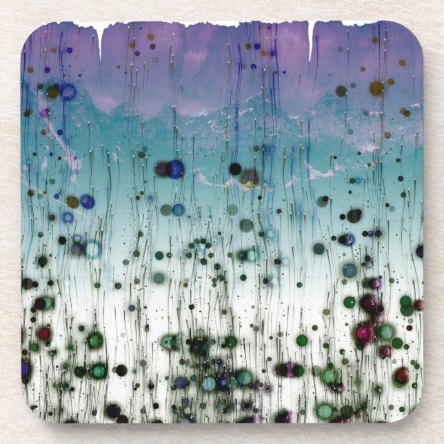 Abstract Aqua Purple and Black Coaster (Front)