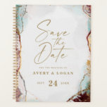 Abstract Aqua Red & Gold Winter Wedding Plans Planner<br><div class="desc">Abstract Ethereal Watercolor Wine Red & Gold Wedding Planner. This modern wedding design is beautify hand-painted with rich colours that are perfect for Winter. Shown in the Wine Wedding Colour Palette colorway of: Dark Wine Red, Castle Grey, Pearl Pale Pink, Old Gold, and Cascade Aqua Teal. With faux Metallic glitter...</div>