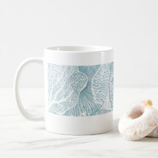 Abstract Aqua Sea Life Line Art Mug