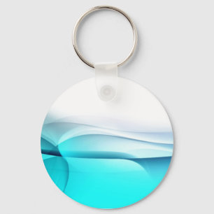 Abstract Aqua Waves Key Chain