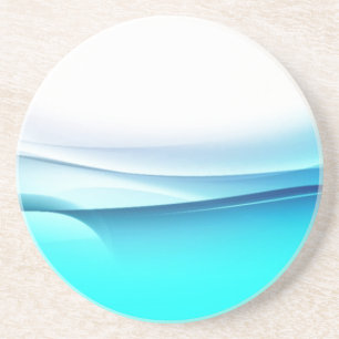 Abstract Aqua Waves Sandstone Coaster
