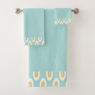 Abstract Aquamarine Pattern Edge Bath Towel Set
