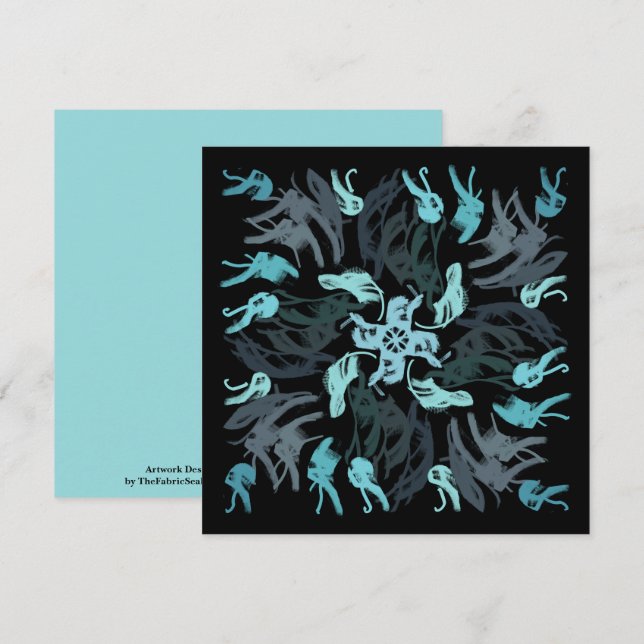 Abstract Aquatic Shaded Repeating Pattern Swirls Card (Front/Back)