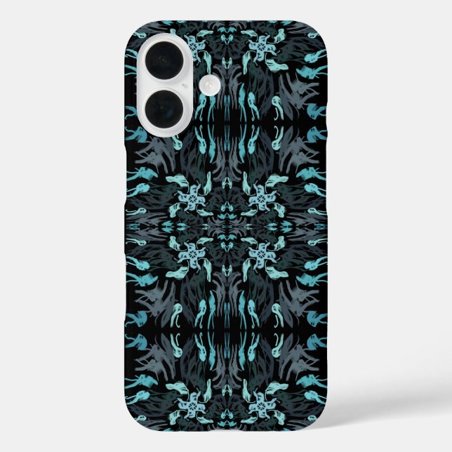 Abstract Aquatic Shaded Repeating Pattern Swirls Case-Mate iPhone Case (Back)