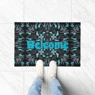 Abstract Aquatic Shaded Repeating Pattern Swirls Doormat