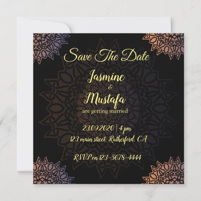 Abstract Arabic Art Wedding Invitation (Front)