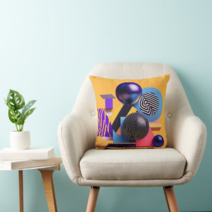 Abstract arrangement with colorful spheres cushion