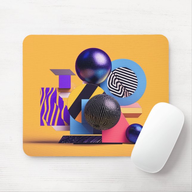 Abstract arrangement with colourful spheres mouse mat (With Mouse)