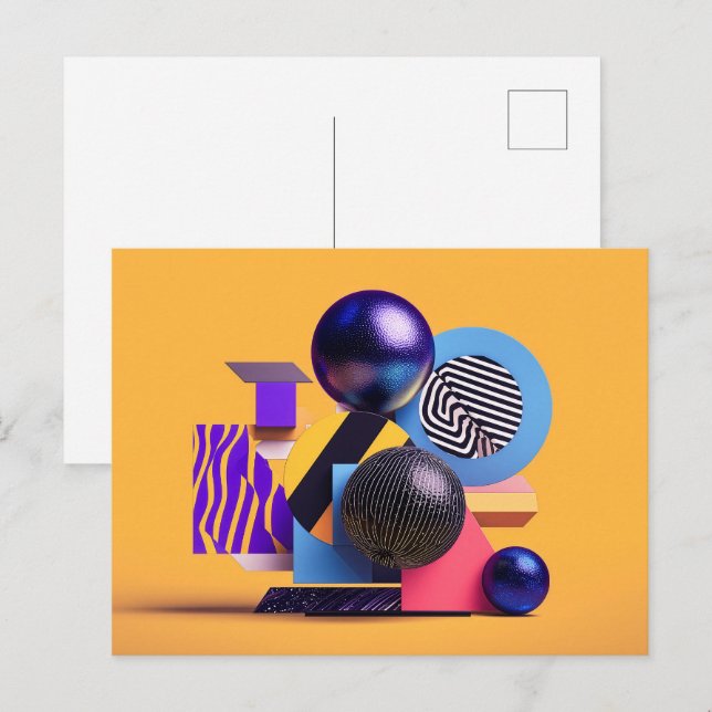 Abstract arrangement with colourful spheres postcard (Front/Back)
