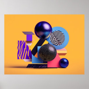 Abstract arrangement with colourful spheres poster