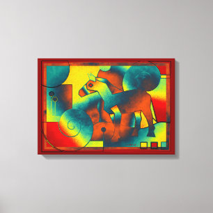 Abstract ART - A HORSE - blue red yellow Canvas Print