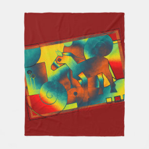 Abstract ART - A HORSE - blue red yellow Fleece Blanket