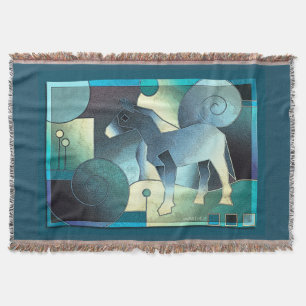 Abstract ART - A HORSE - blue sand Throw Blanket