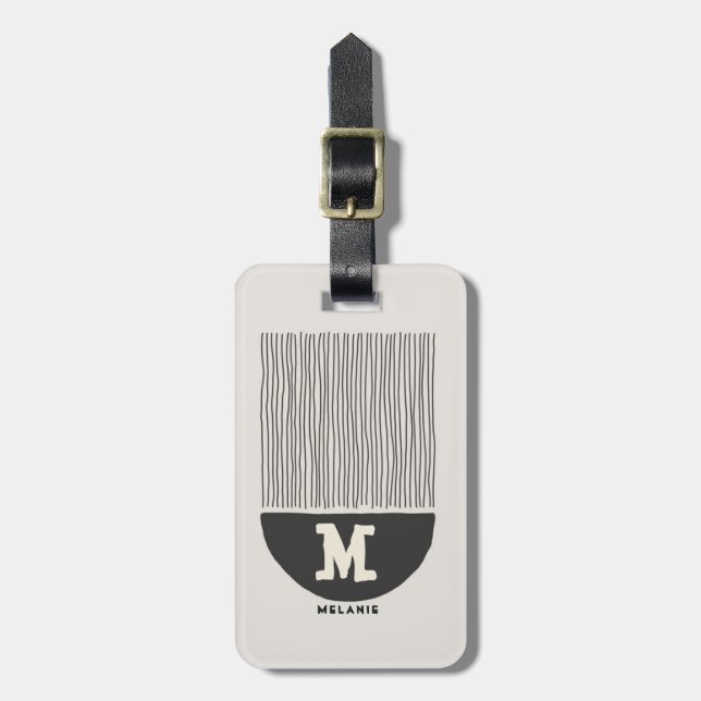 Abstract art aesthetic boho minimal Monogram Luggage Tag (Front Vertical)
