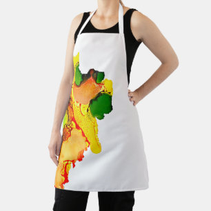 Abstract art alcohol ink yellow green apron