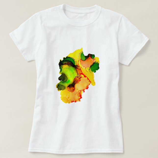 Abstract art alcohol ink yellow green T-Shirt (Design Front)